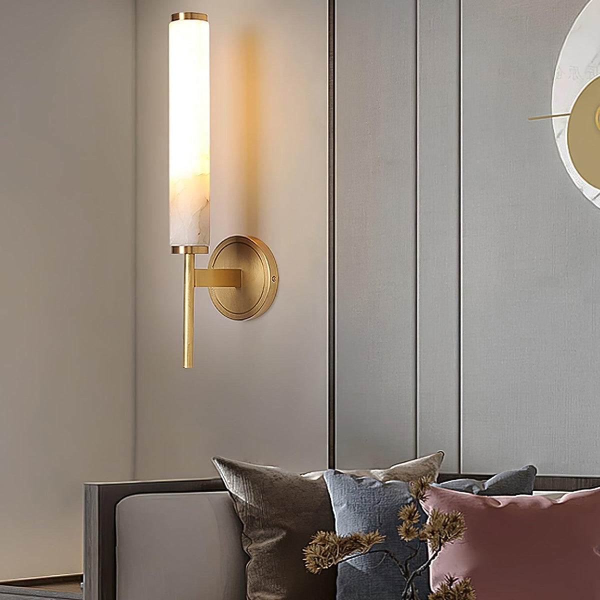Jern Wandleuchte aus Alabaster – klassisches Art-déco-Design