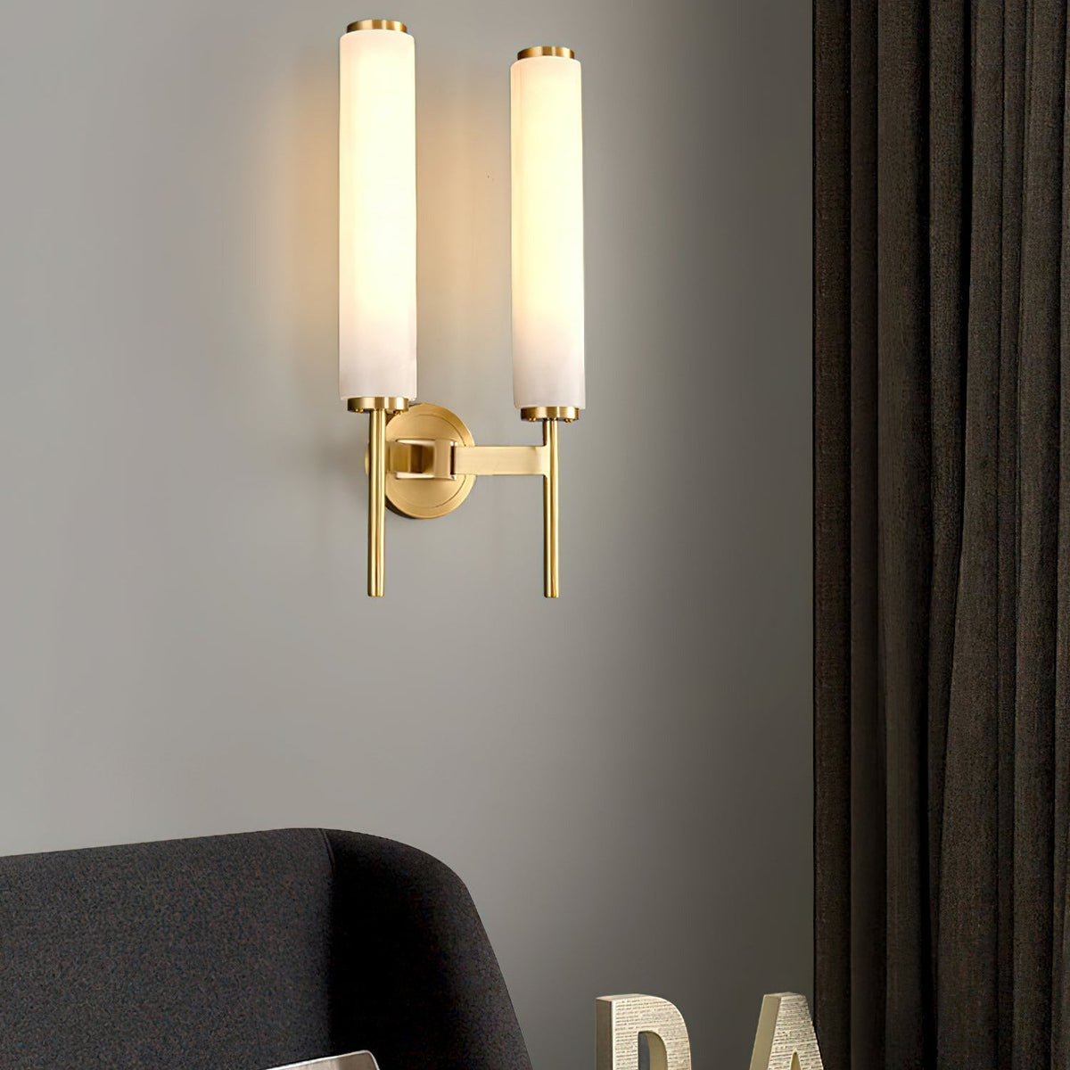 Jern Wandleuchte aus Alabaster – klassisches Art-déco-Design