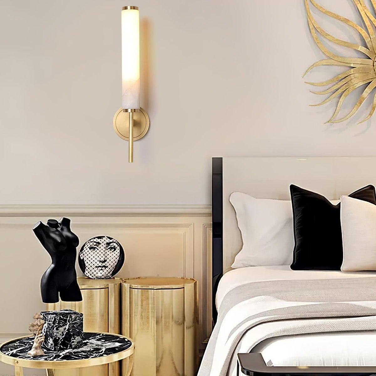 Jern Wandleuchte aus Alabaster – klassisches Art-déco-Design