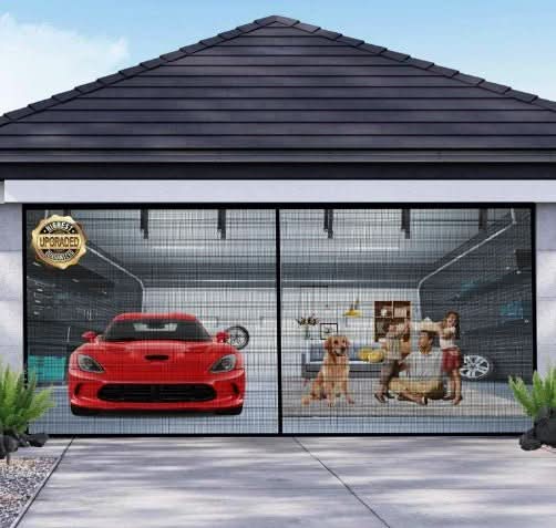 Zanzariera magnetica BreezeGuard Vision per garage, per aria fresca e comfort senza insetti