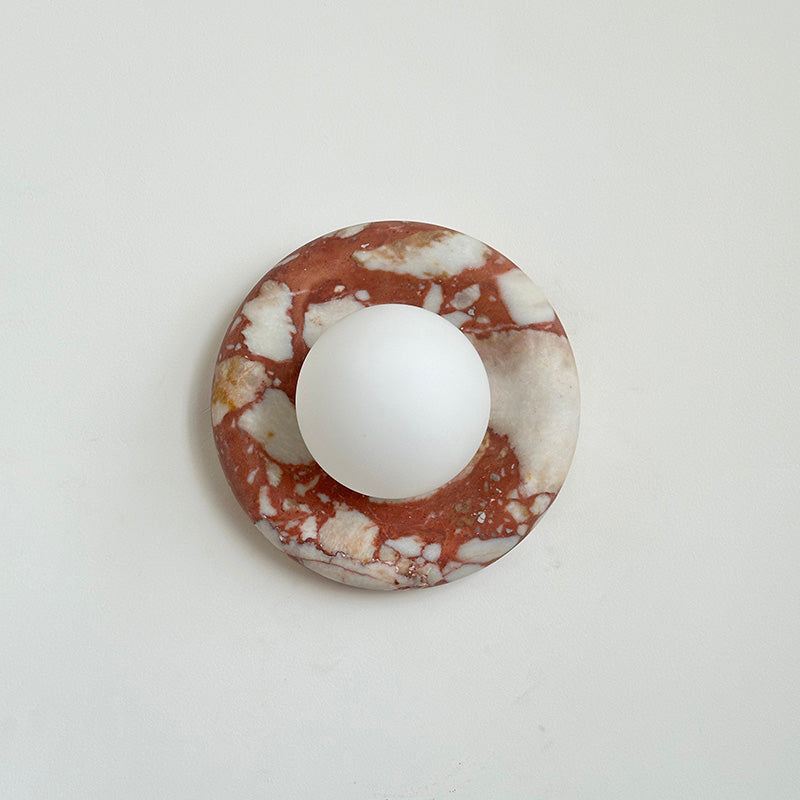 Avi Indoor Wall Sconce — Curved Marble Backplate, Round Design