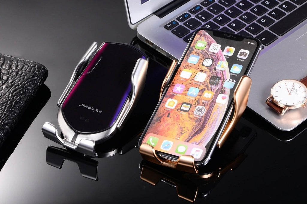 AeroGrip – bezdrátový držák telefonu do auta ovladatelný jednou rukou s automatickým sevřením, nabíjením Qi a otáčením o 360°