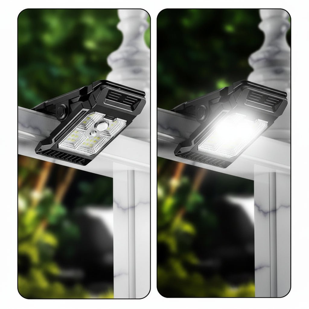 Jasné solární světlo Bright Clip do exteriéru, přenosné, s automatickým zapnutím pro táborníky
