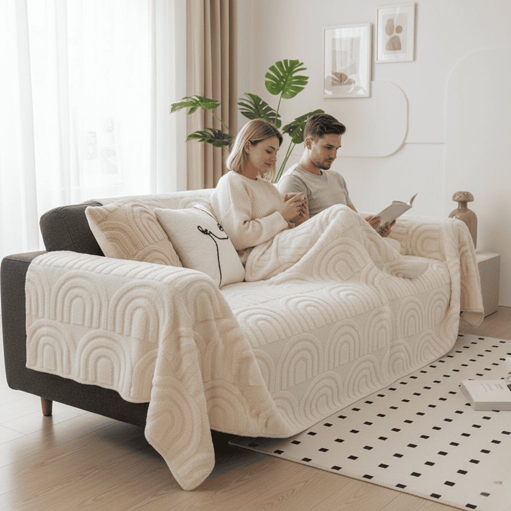 PlushGuard 厚手キルティングソファカバー、忙しいご家庭にもぴったりフィット