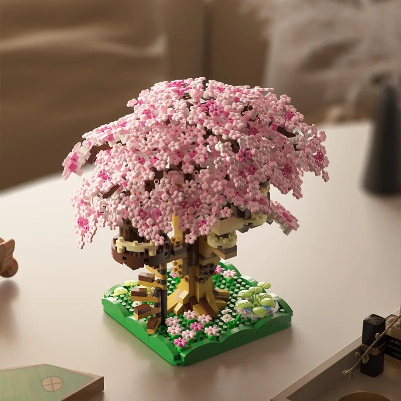 Set di microblocchi Casa sull'albero dei fiori di ciliegio magici Whimsy Block per bambine creative