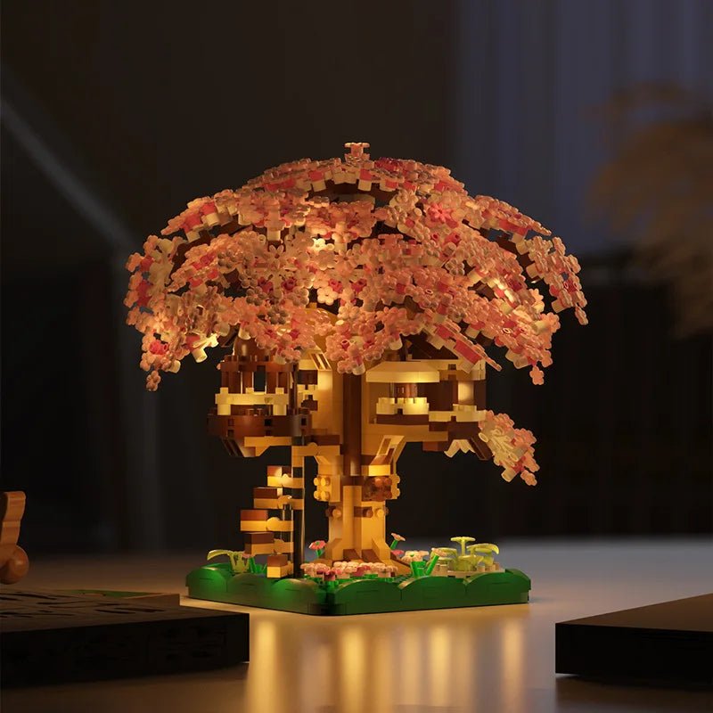 Set di microblocchi Casa sull'albero dei fiori di ciliegio magici Whimsy Block per bambine creative