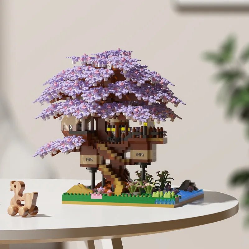 Set di microblocchi Casa sull'albero dei fiori di ciliegio magici Whimsy Block per bambine creative