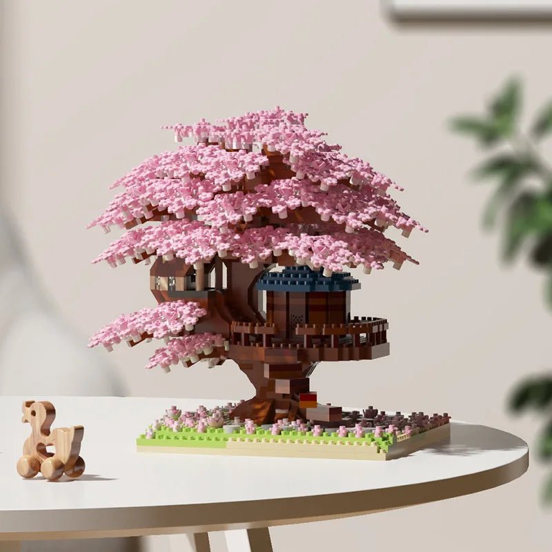 Set di microblocchi Casa sull'albero dei fiori di ciliegio magici Whimsy Block per bambine creative