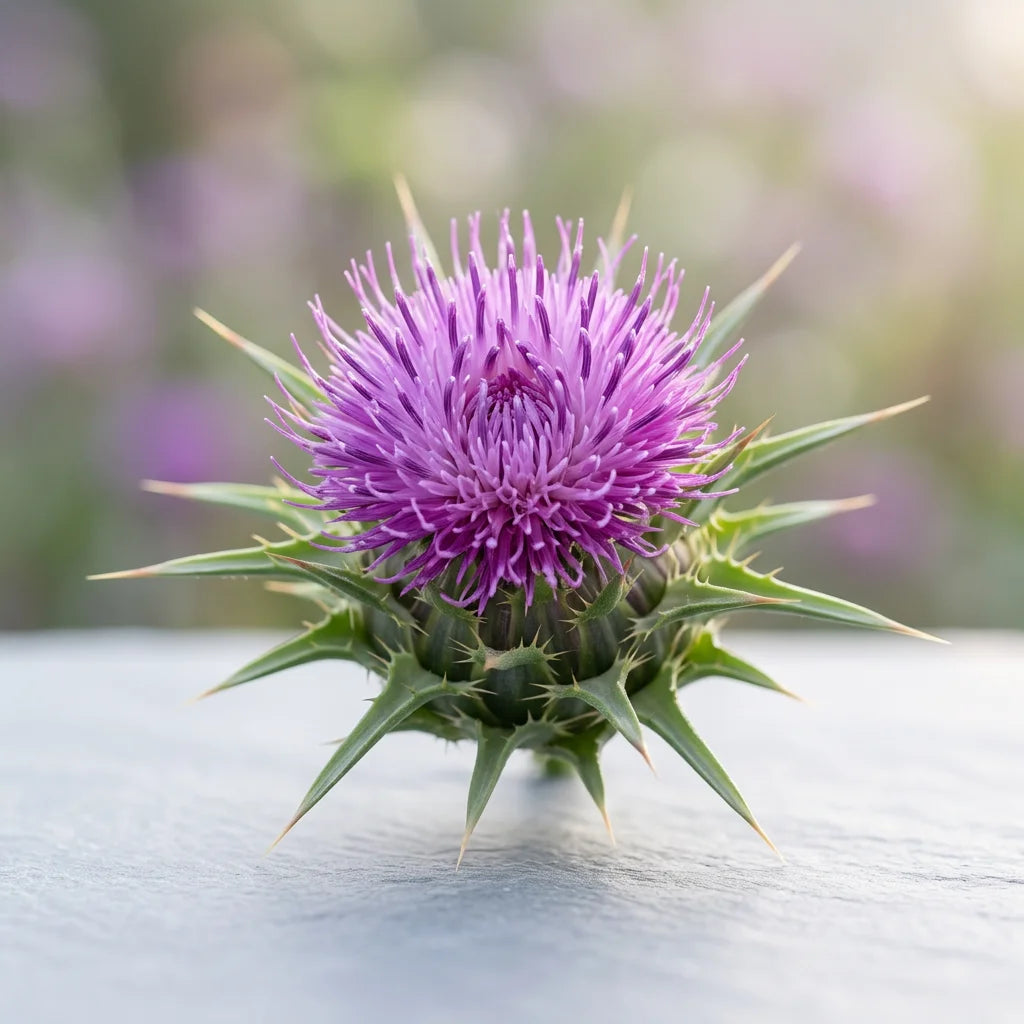 Purple milk thistle flower
