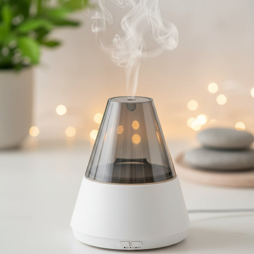 Eleganter Kristall-Diffusor von AuraLumina für innere Ruhe und positive Energie beim Yoga