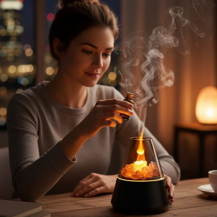 Eleganter Kristall-Diffusor von AuraLumina für innere Ruhe und positive Energie beim Yoga