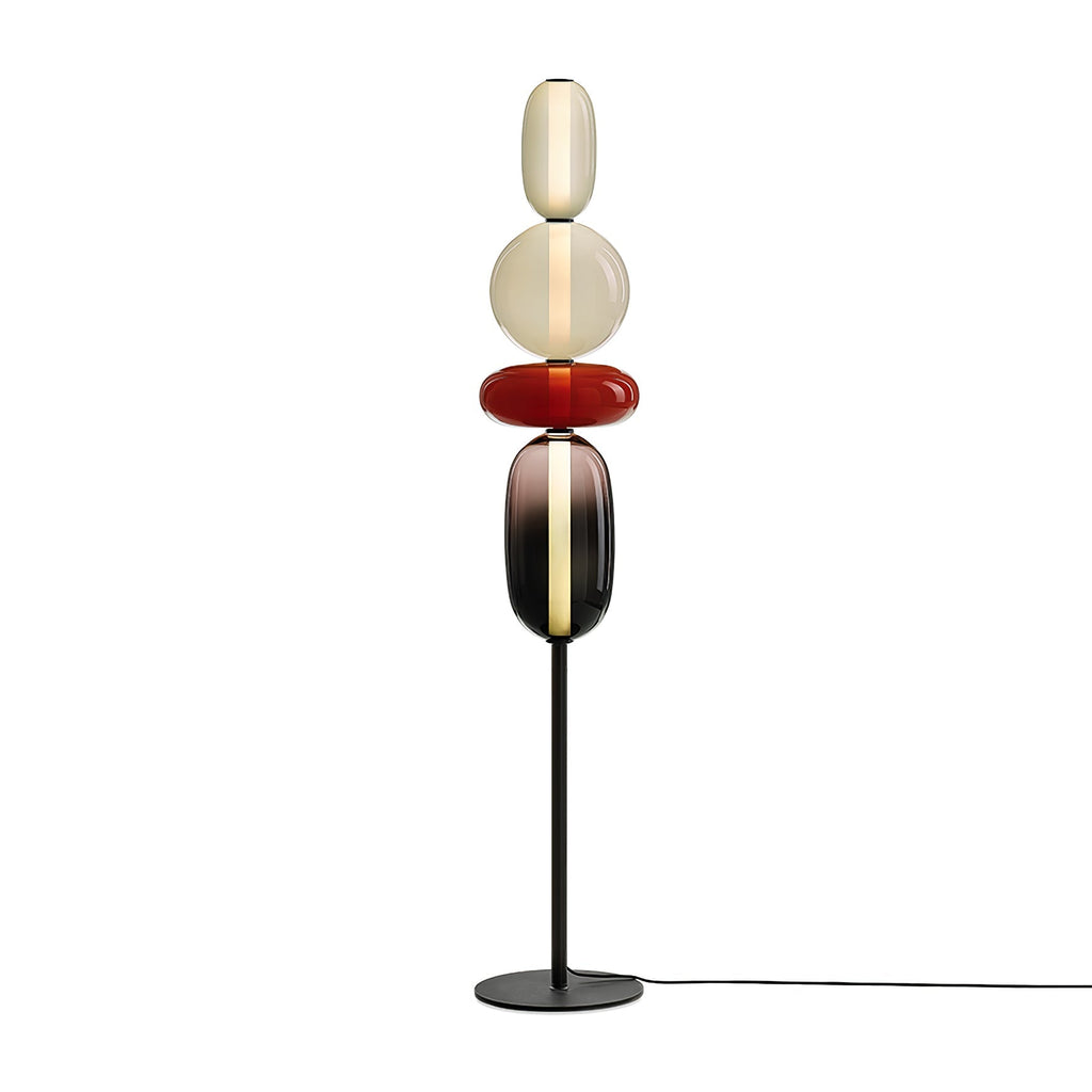 Vloerlamp van gekleurd glas — Ontwerp met een cluster van glazen strengen