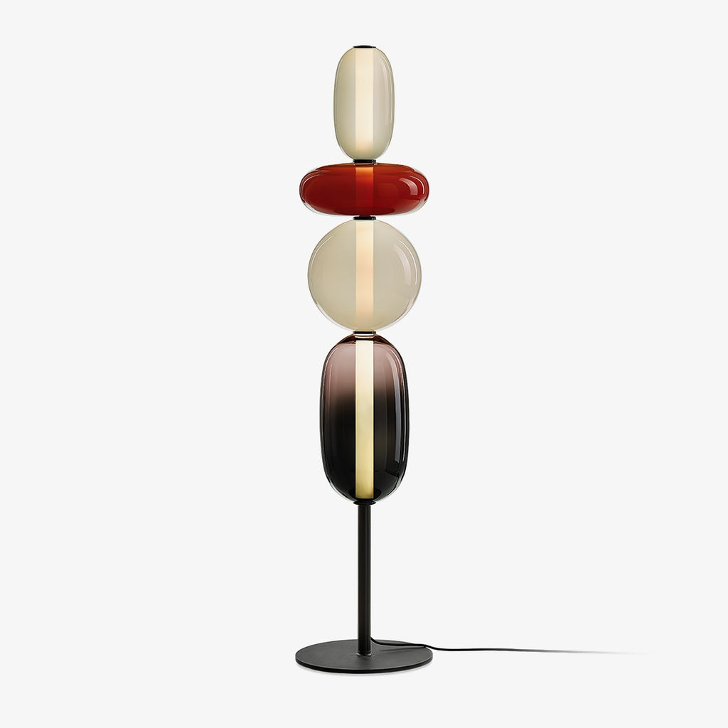 Vloerlamp van gekleurd glas — Ontwerp met een cluster van glazen strengen
