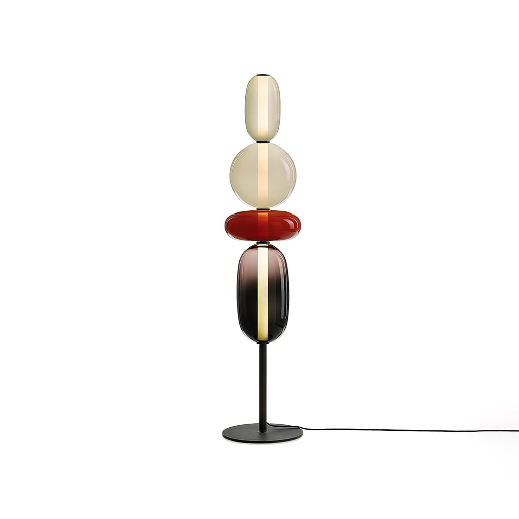 Vloerlamp van gekleurd glas — Ontwerp met een cluster van glazen strengen