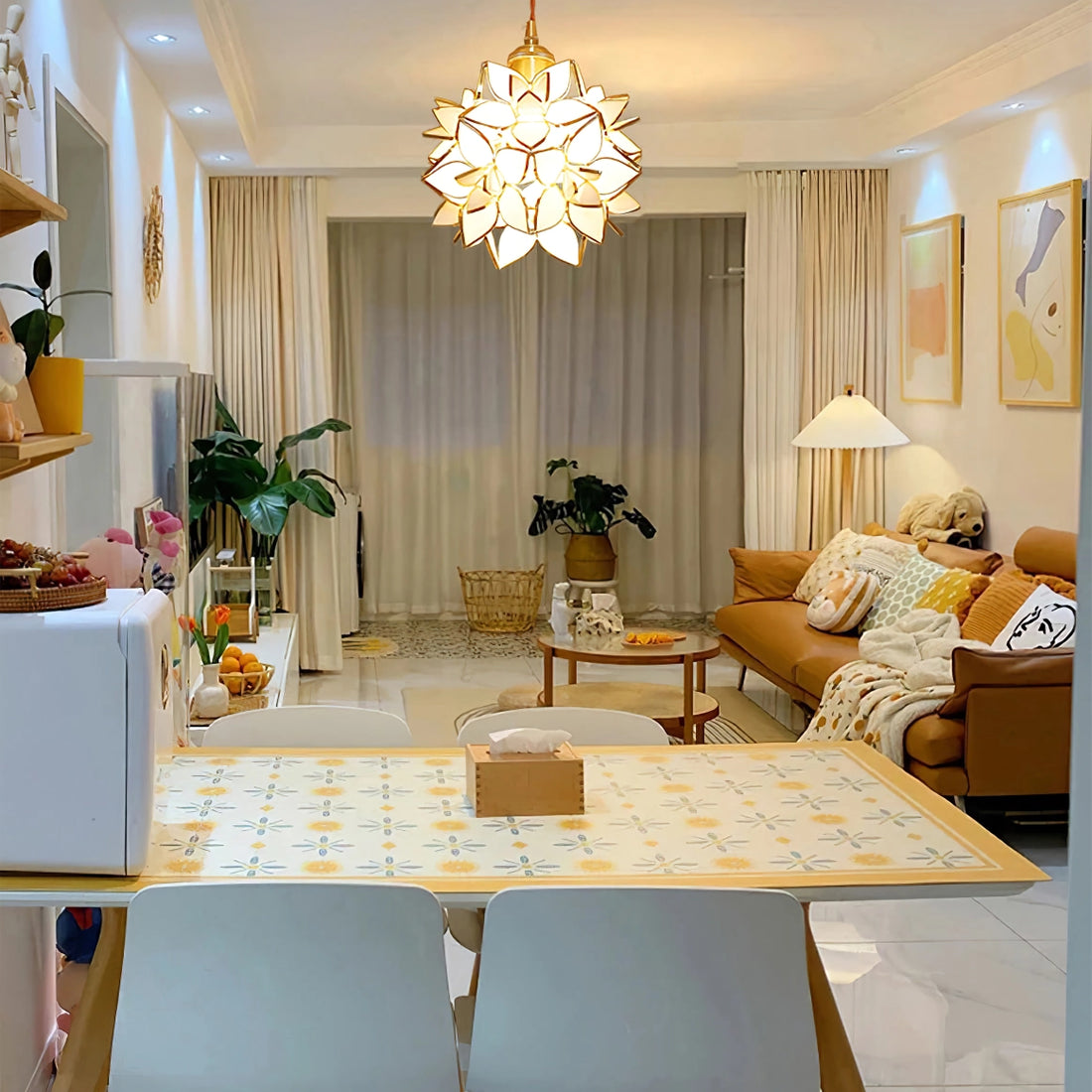 Mariselle Capiz hengelampe metallramme for spisestue