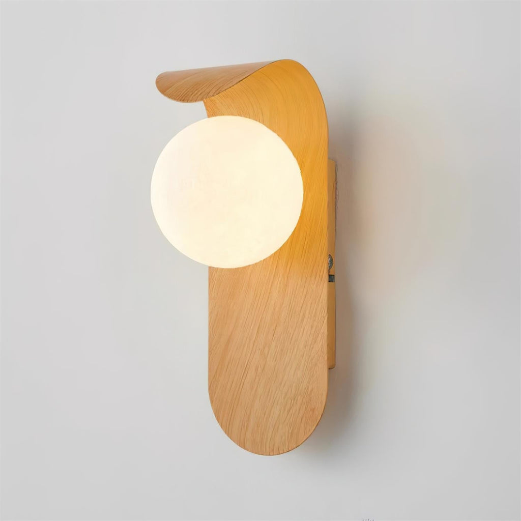 Exuro wandlamp — gebogen voet, houtkleur / walnootkleur