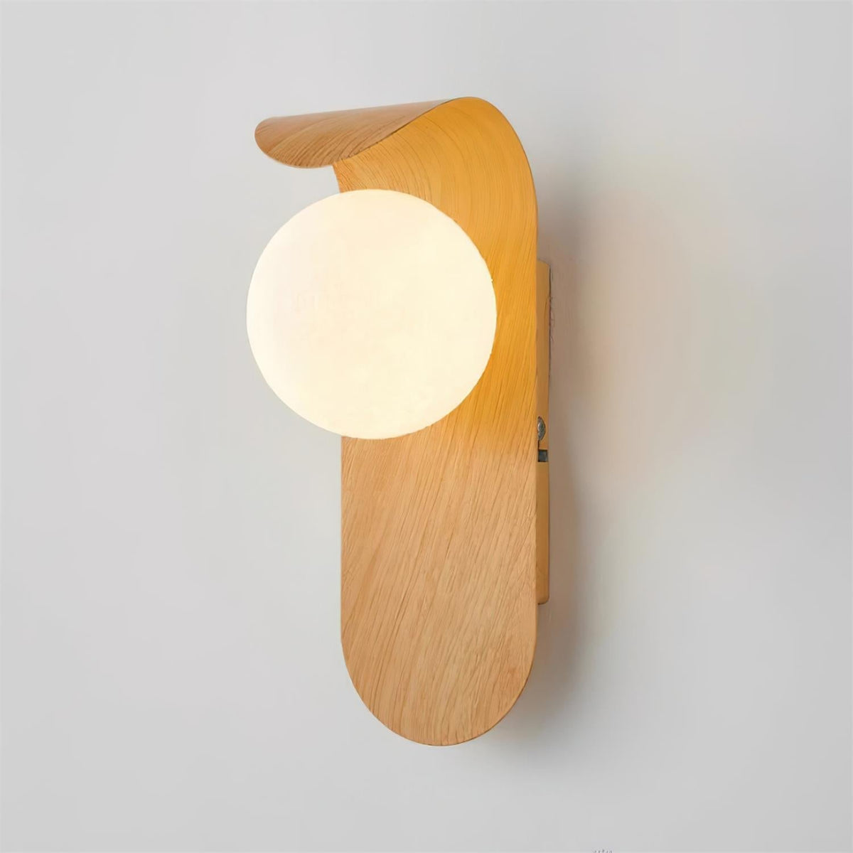 Exuro wandlamp — gebogen voet, houtkleur / walnootkleur