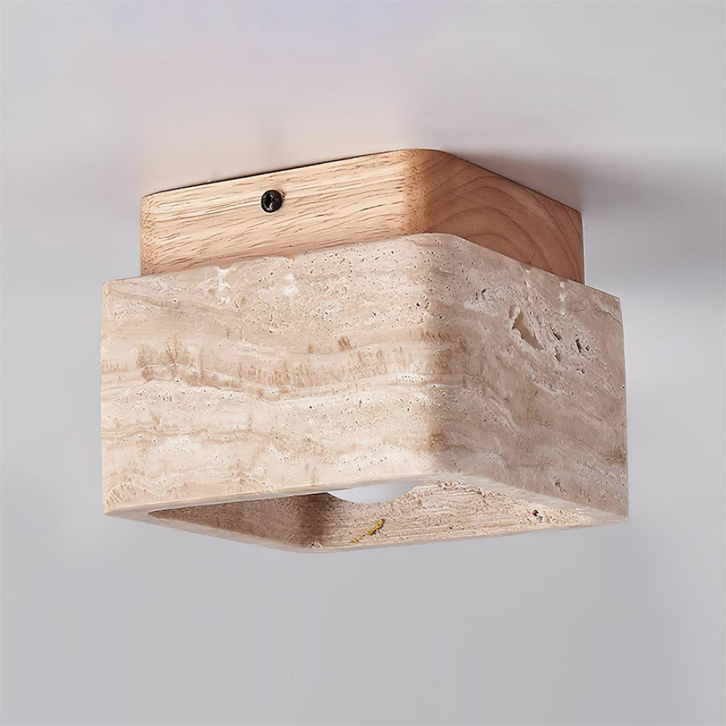 Čtvercové stropní svítidlo Vellin z travertinu — 12cm x 9cm, objímka E26