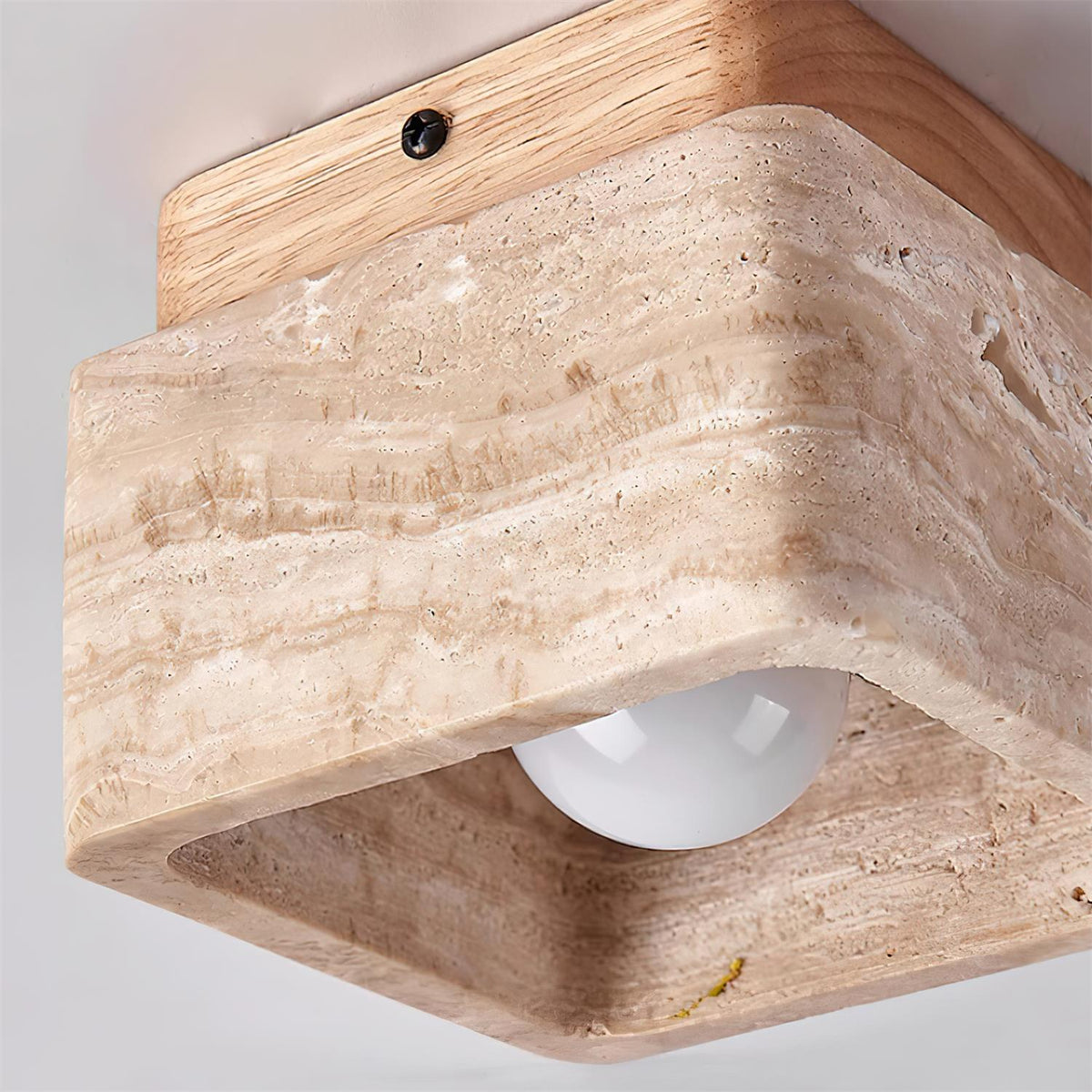 Čtvercové stropní svítidlo Vellin z travertinu — 12cm x 9cm, objímka E26