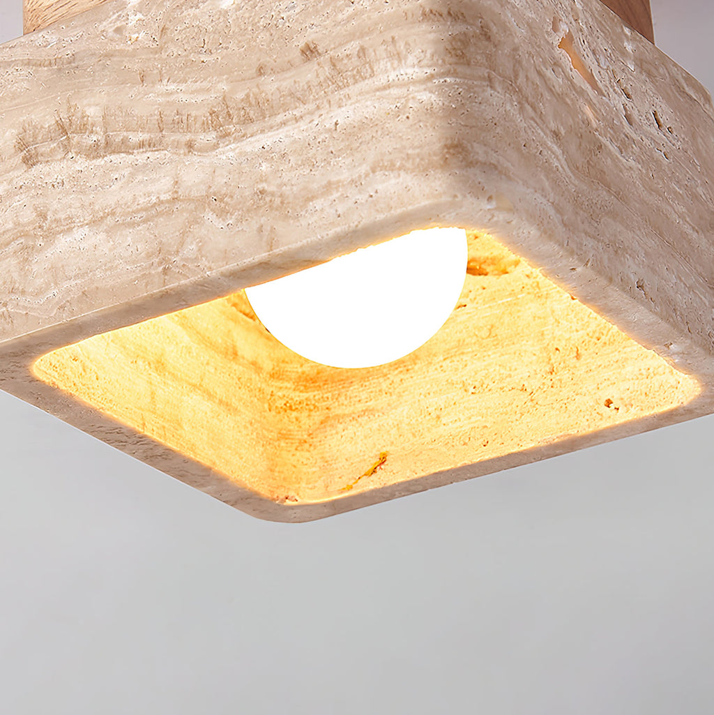 Čtvercové stropní svítidlo Vellin z travertinu — 12cm x 9cm, objímka E26