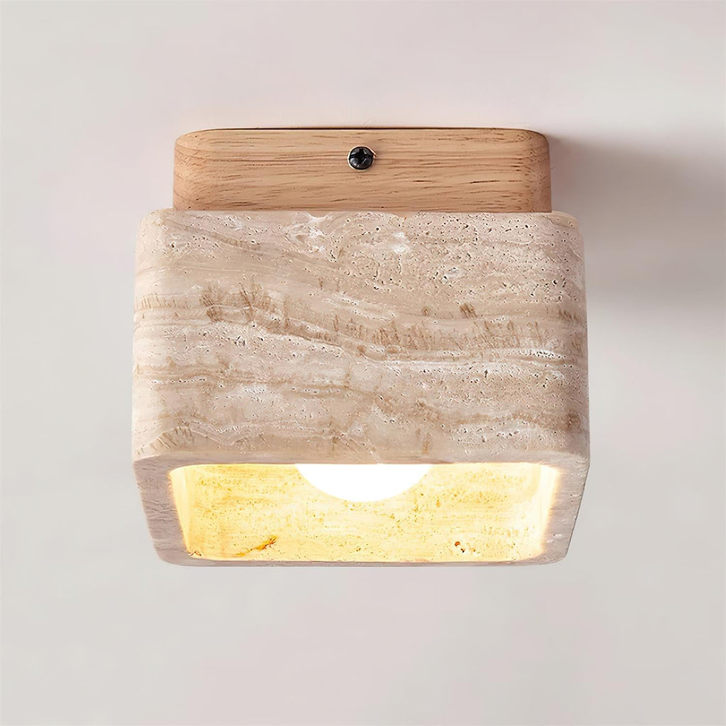 Čtvercové stropní svítidlo Vellin z travertinu — 12cm x 9cm, objímka E26
