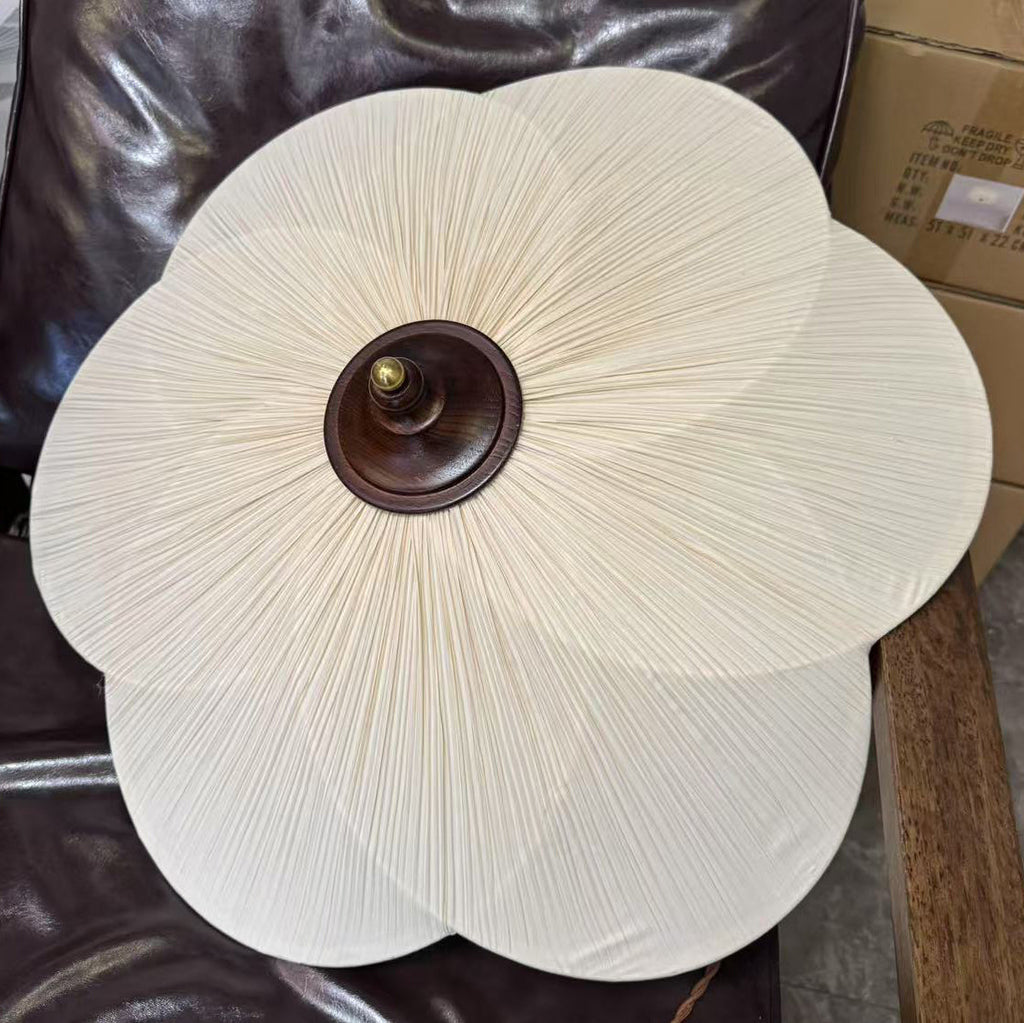 Plafonnier semi-encastré Evola à 3 lumières, en forme de pétales — doré, beige et noyer, diamètres de 50cm et 65cm