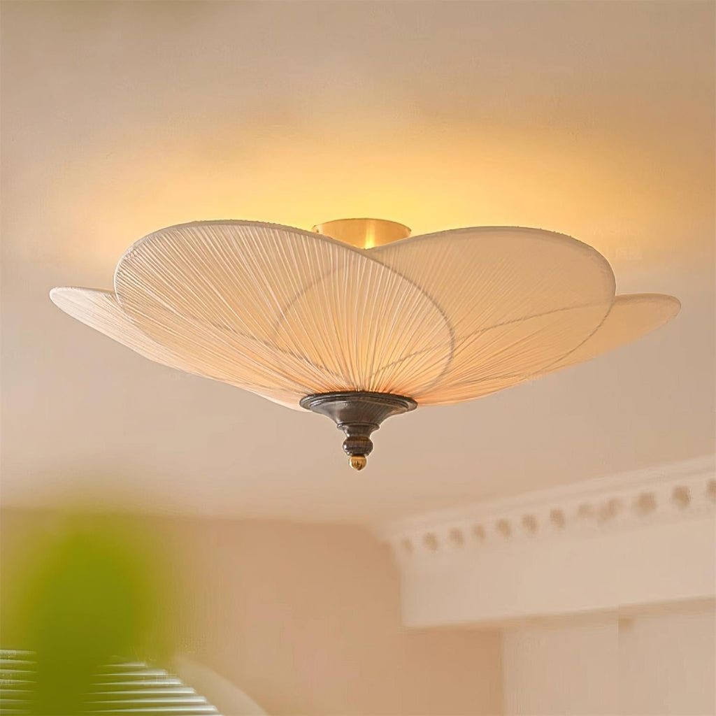 Plafonnier semi-encastré Evola à 3 lumières, en forme de pétales — doré, beige et noyer, diamètres de 50cm et 65cm