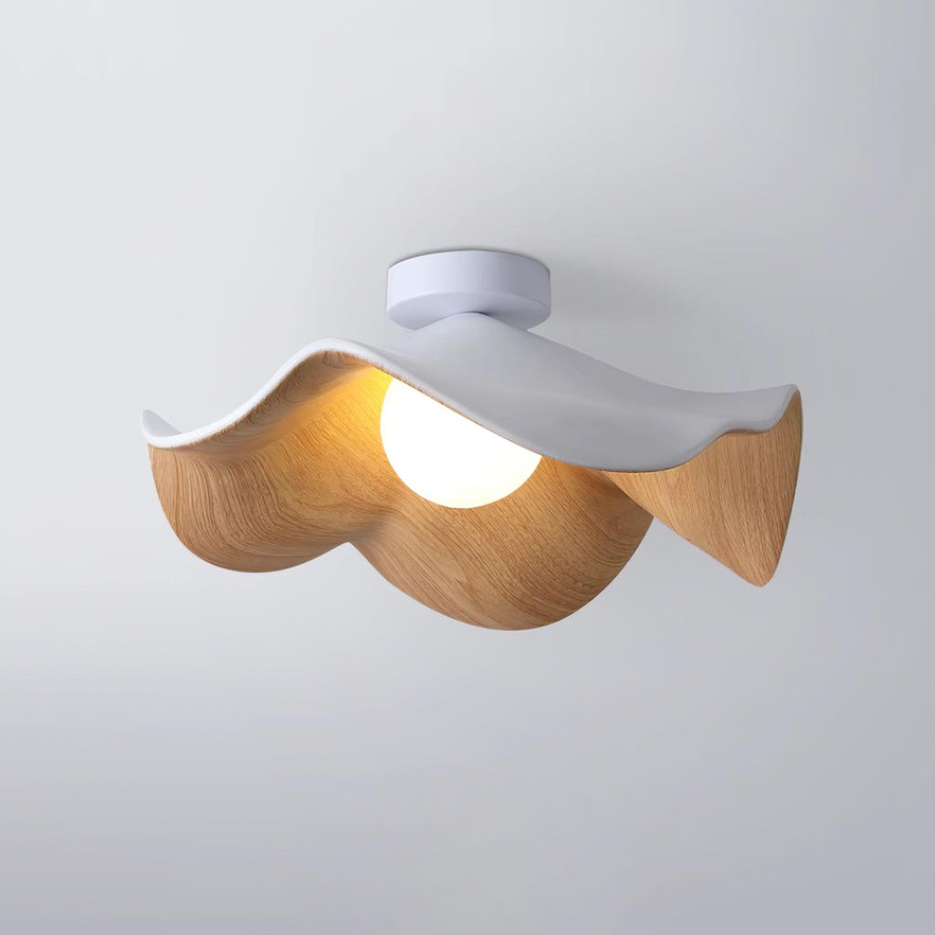 Lampada da soffitto Lanoe — finitura effetto venatura del legno, bianca e nera