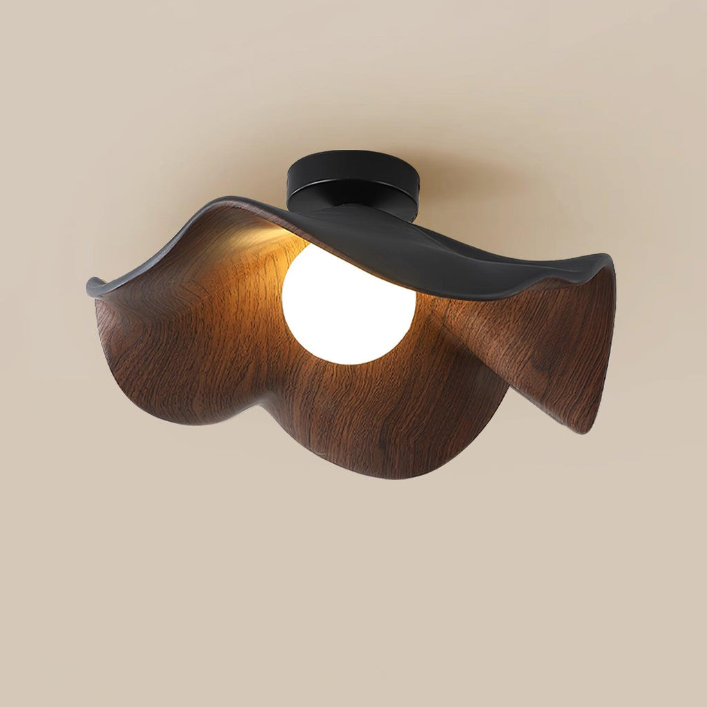 Lampada da soffitto Lanoe — finitura effetto venatura del legno, bianca e nera