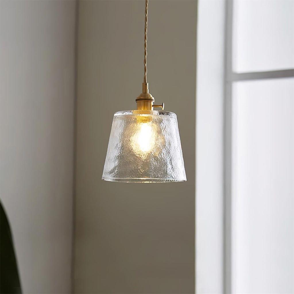 Pendant Lamp Brass and Glass Textured Shade Artisan Vintage Accent - Neutralighting