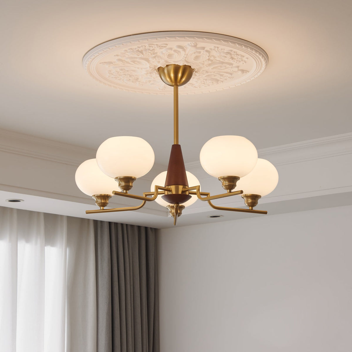 Celeste Sphere Walnut Chandelier - Lamp Outdoor