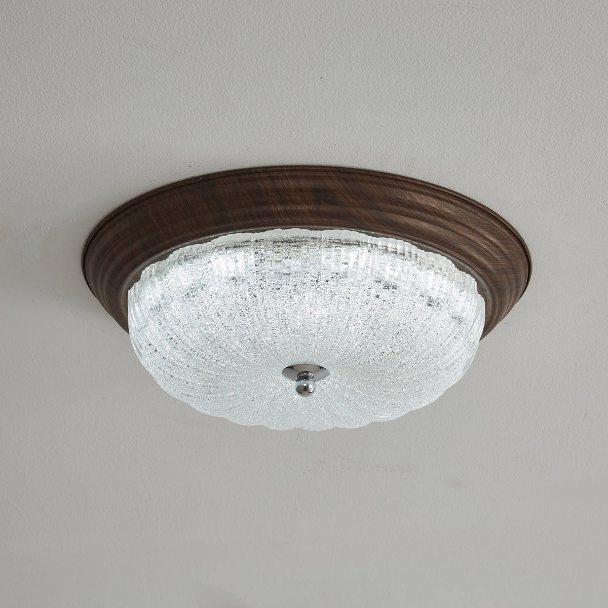 Esorila Premium taklampe i valnøtt og glass – elegant design