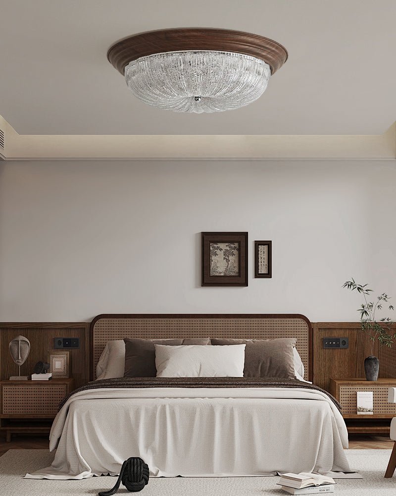 Esorila Premium taklampe i valnøtt og glass – elegant design