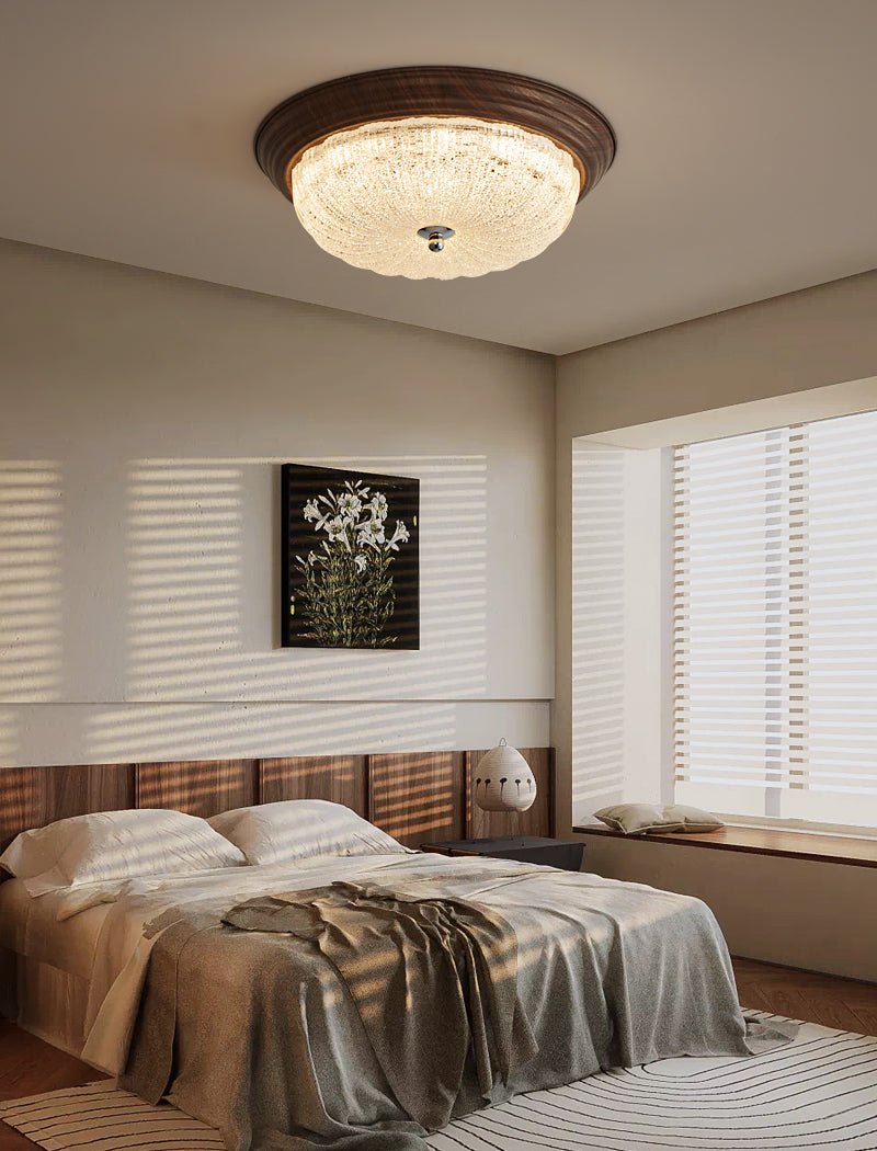Esorila Premium taklampe i valnøtt og glass – elegant design