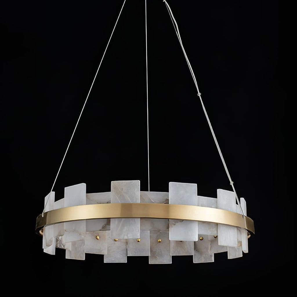 Alabasterfarget halolampe – integrert LED-ringbelysning