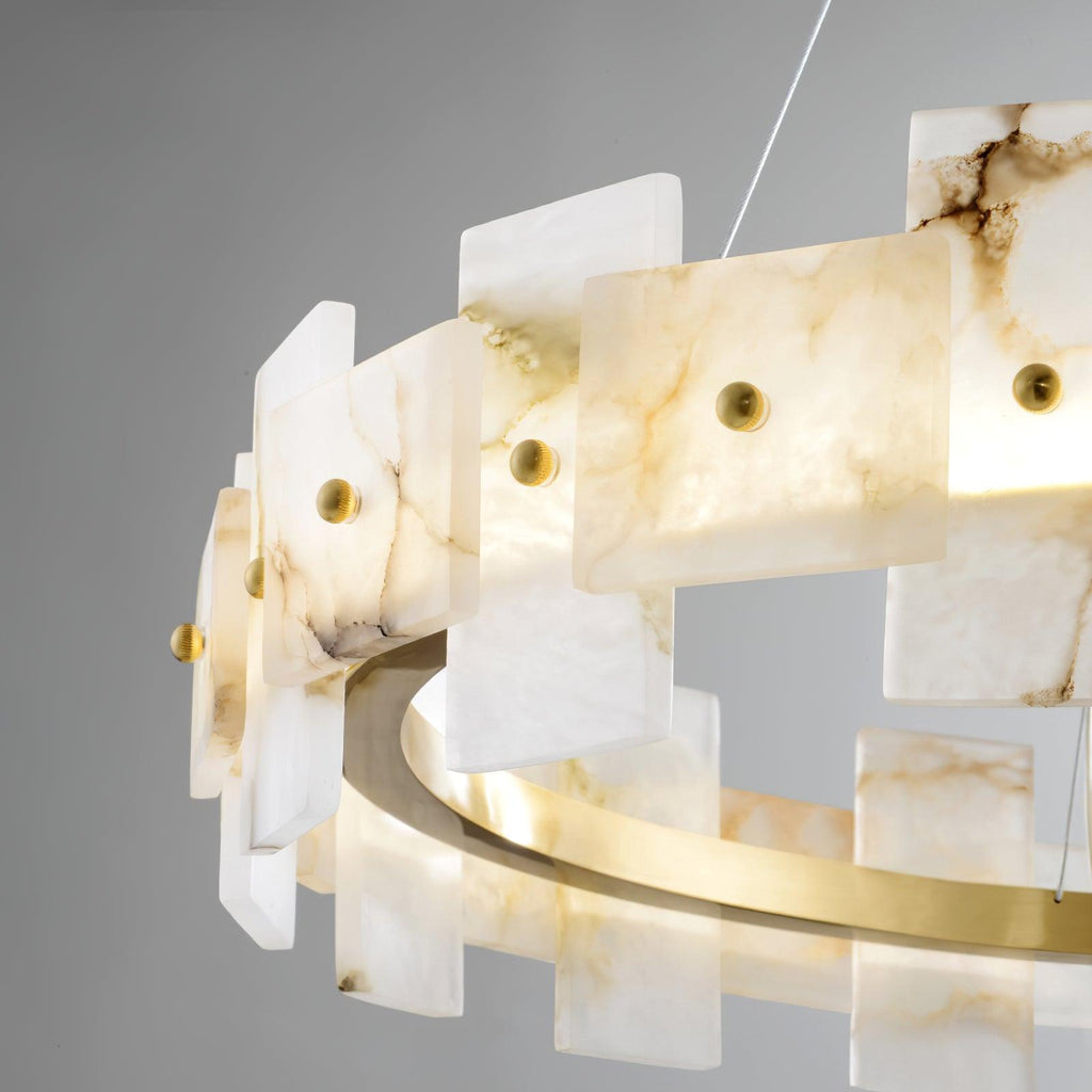Alabasterfarget halolampe – integrert LED-ringbelysning