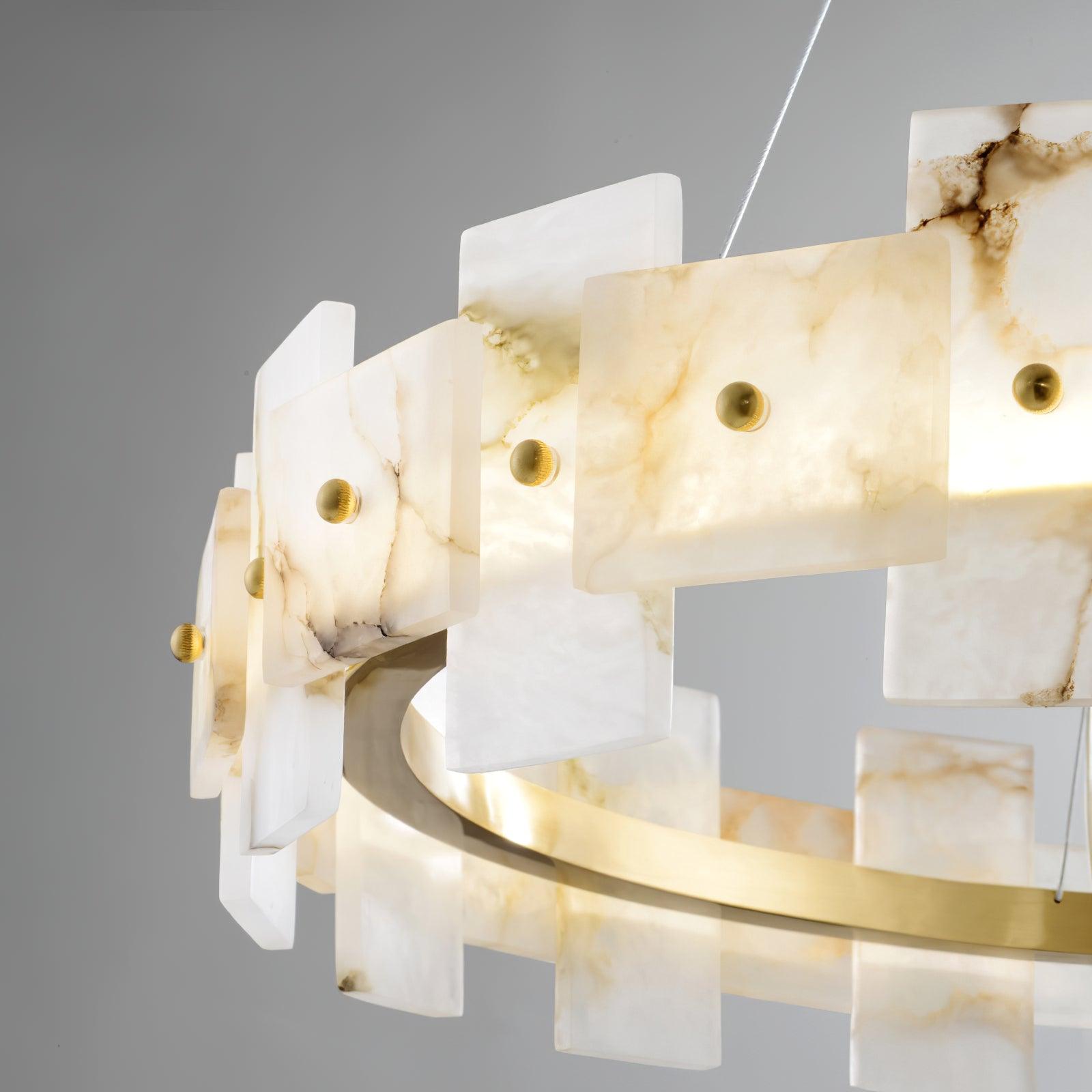 Alabasterfarget halolampe – integrert LED-ringbelysning