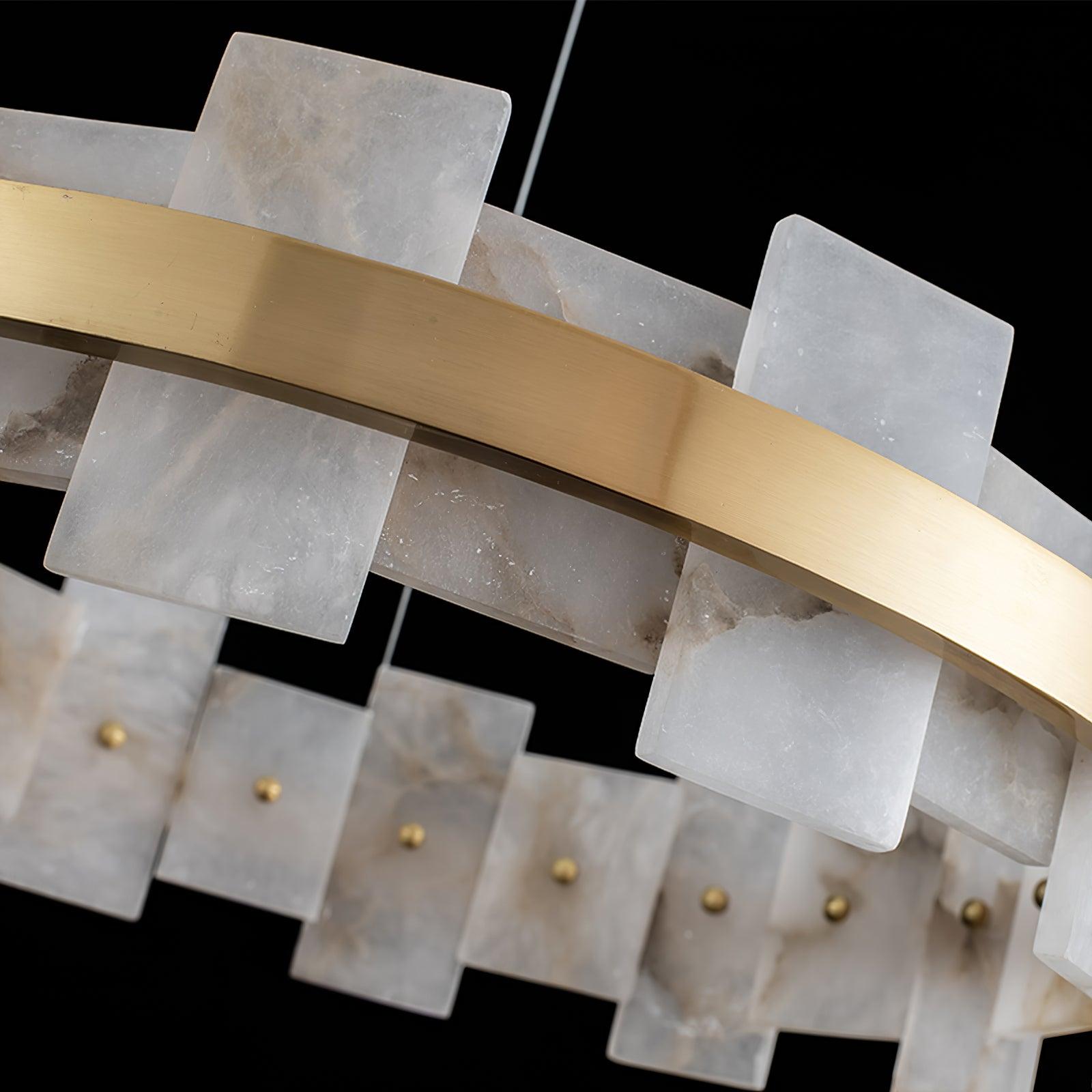 Alabasterfarget halolampe – integrert LED-ringbelysning