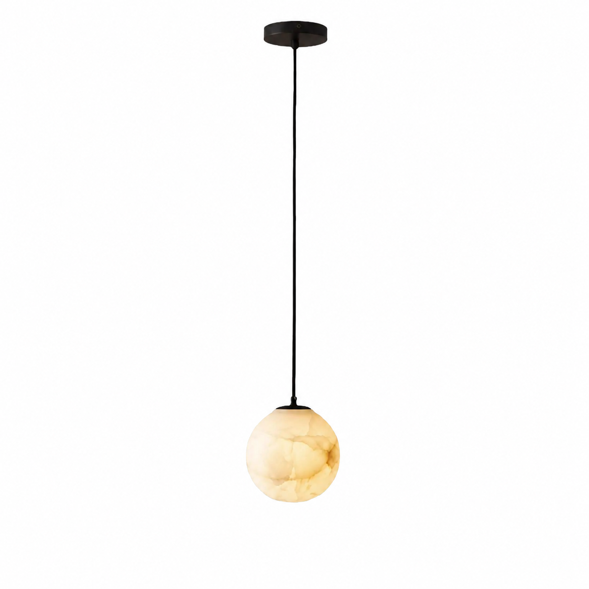 Lampa wisząca z alabastru w stylu Japandi - oświetlenie z kamienia naturalnego