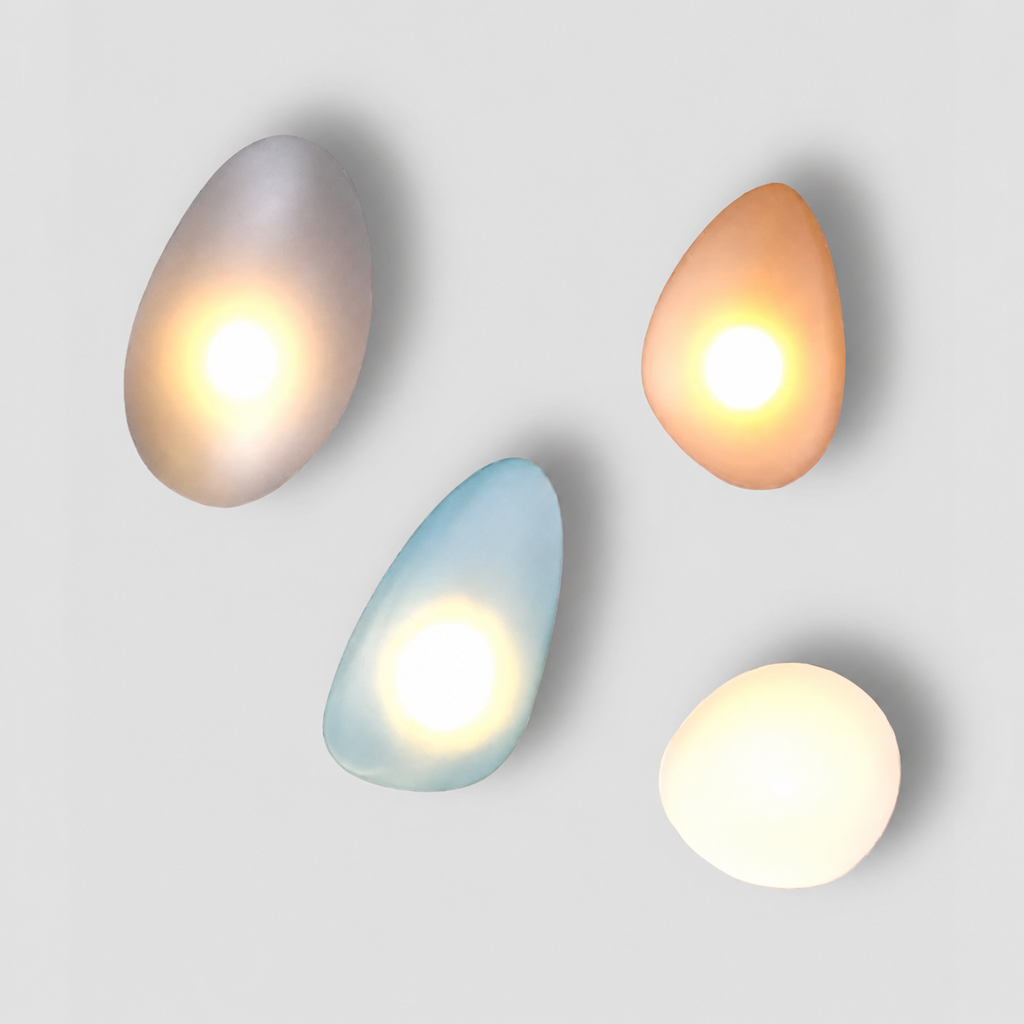 Organic Designer Wall Lamp - Cobblestone-Shaped Glass