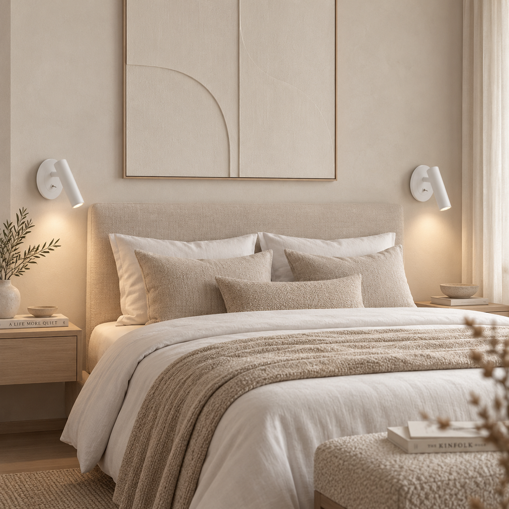 Nastavitelná lampička na čtení - minimalistické designové nástěnné svítidlo s teplým ambientním osvětlením