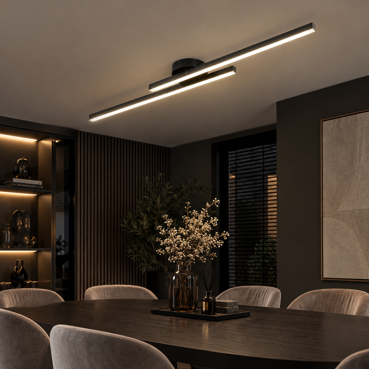 Lámpara de techo Longstrip - Diseño LED moderno con iluminación ambiental cálida