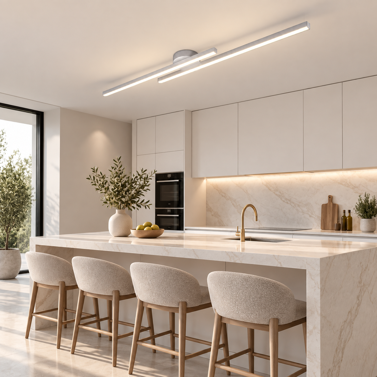 Lámpara de techo Longstrip - Diseño LED moderno con iluminación ambiental cálida