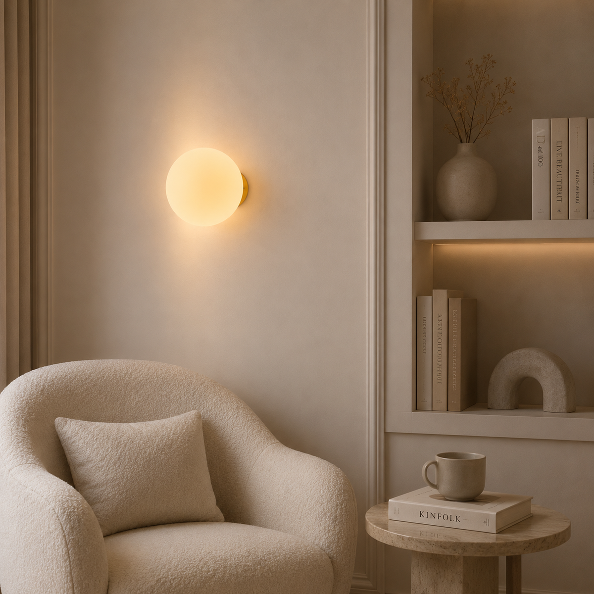 Ronde wandlamp van opaalglas - Zacht diffuus sfeerverlichting