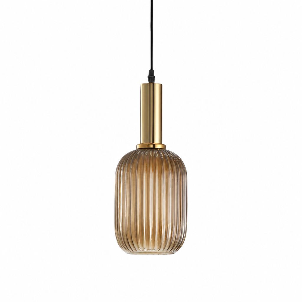 Lampă suspendată nordică retro din sticlă - Design din sticlă striată, iluminare ambientală