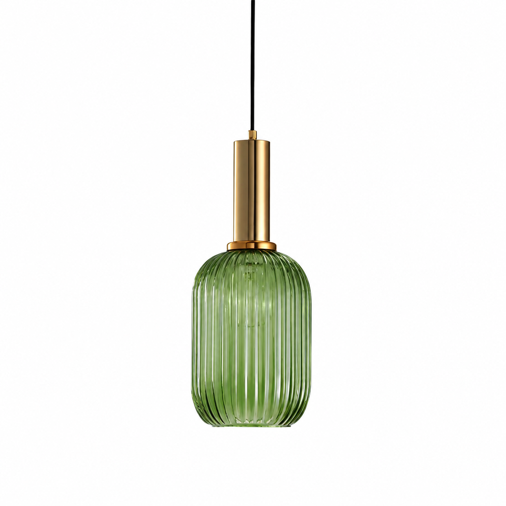 Lampă suspendată nordică retro din sticlă - Design din sticlă striată, iluminare ambientală