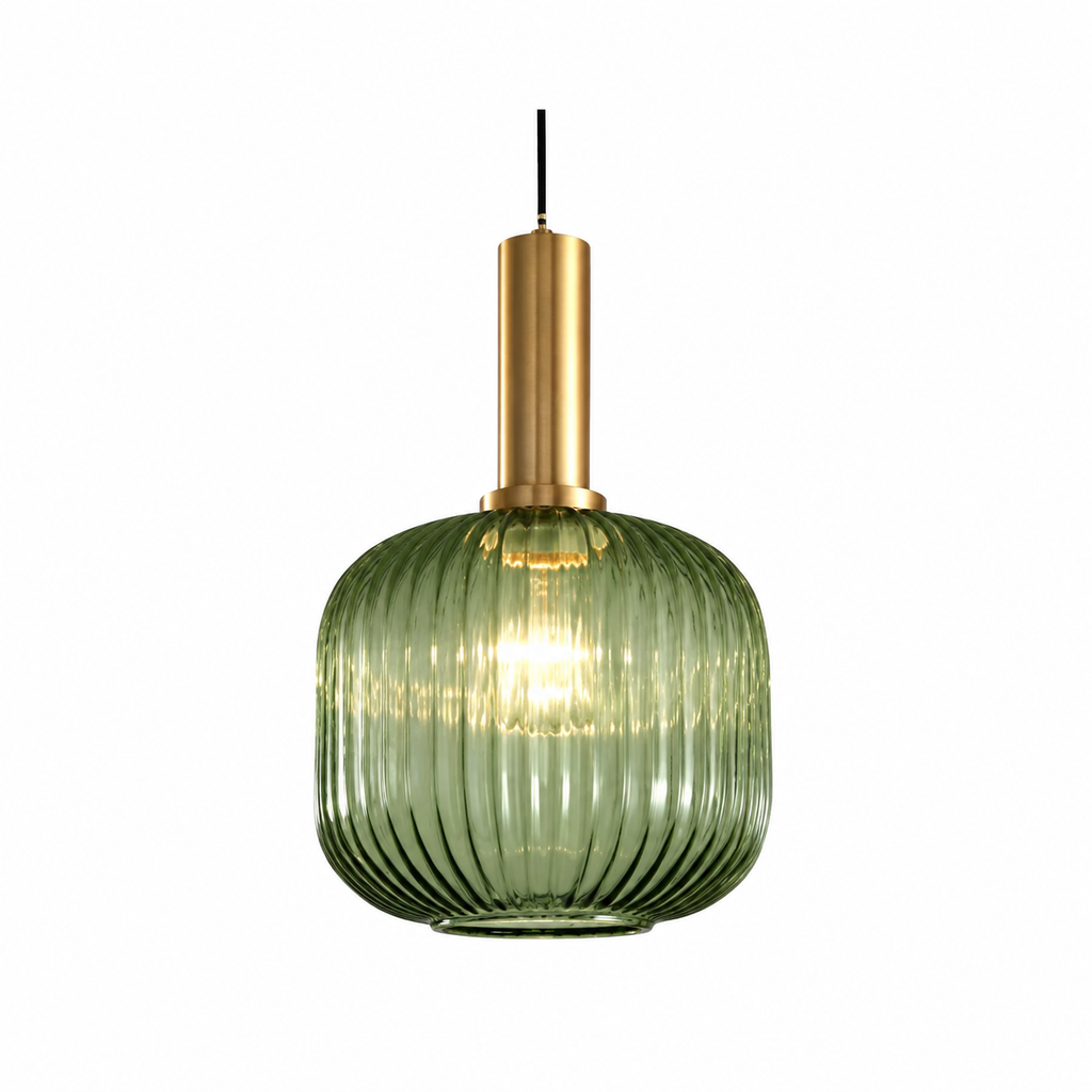 Lampă suspendată nordică retro din sticlă - Design din sticlă striată, iluminare ambientală
