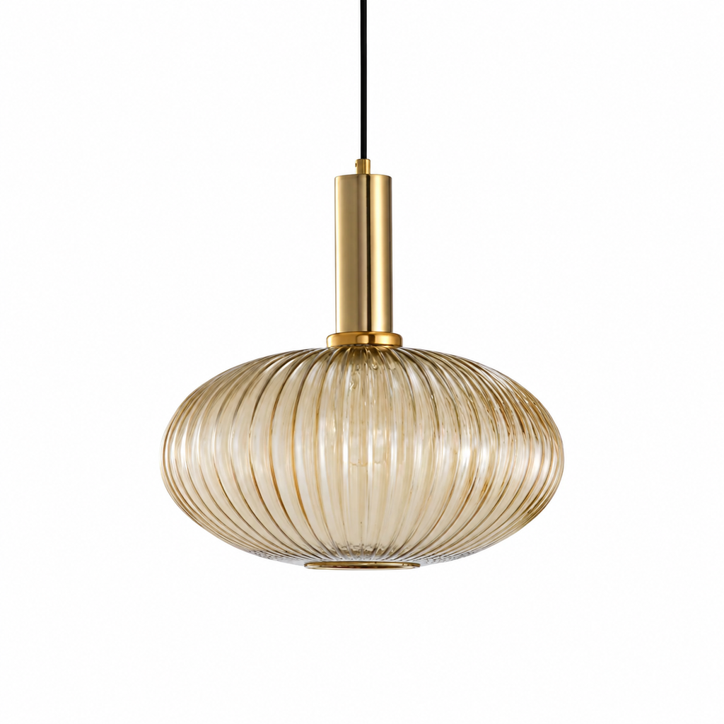 Lampă suspendată nordică retro din sticlă - Design din sticlă striată, iluminare ambientală