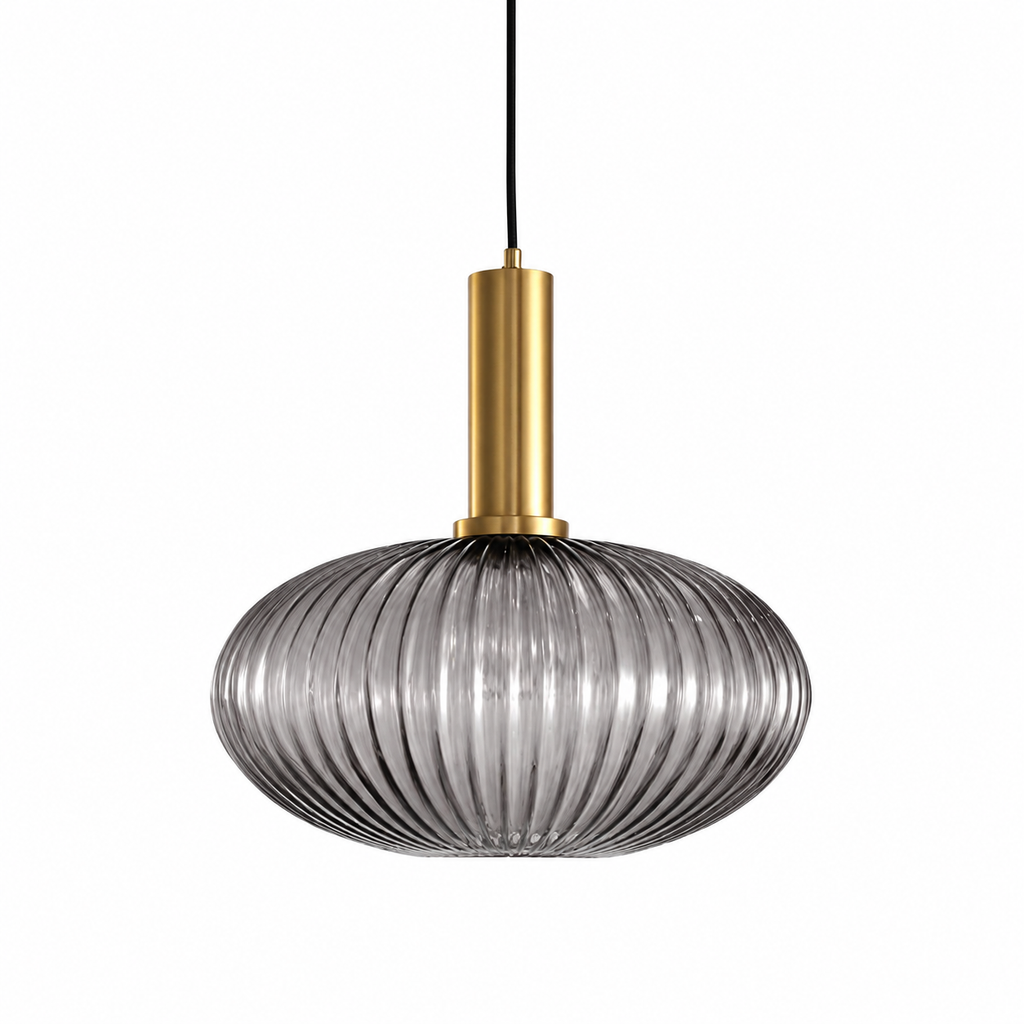 Lampă suspendată nordică retro din sticlă - Design din sticlă striată, iluminare ambientală