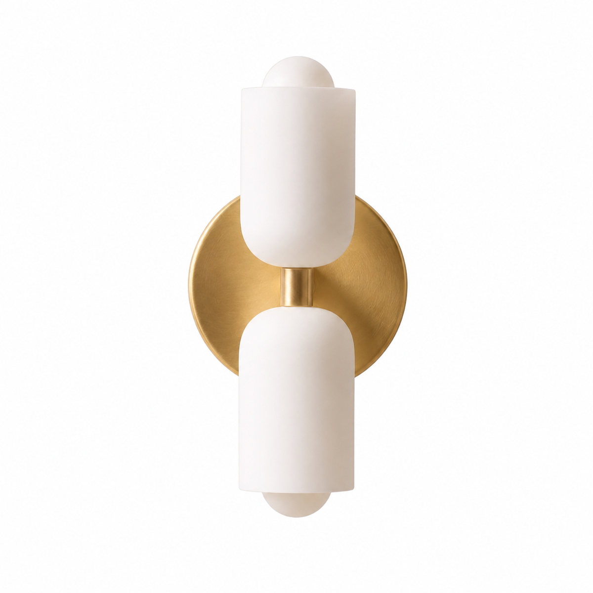 Minimalistische Designer-Wandleuchte - Acryldiffusor, Metallsockel und Gold-Finish